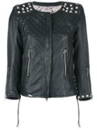 S.w.o.r.d 6.6.44 - Studs Blow Jacket - Women - Cotton/leather/acrylic/viscose - 44, Black, Cotton/leather/acrylic/viscose