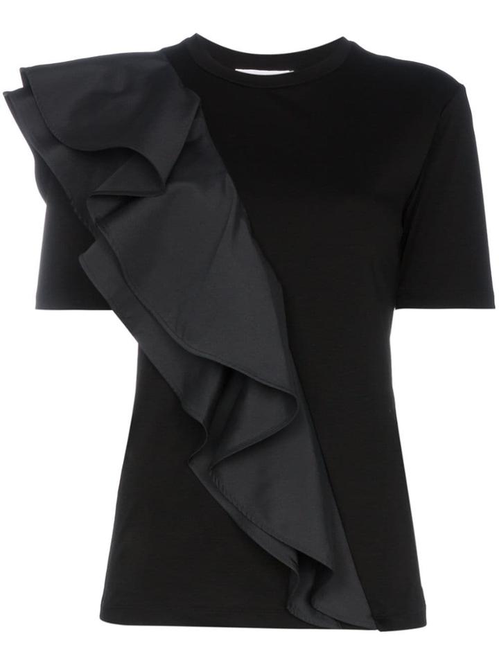 Adeam Ruffled Crew Neck T-shirt - Black
