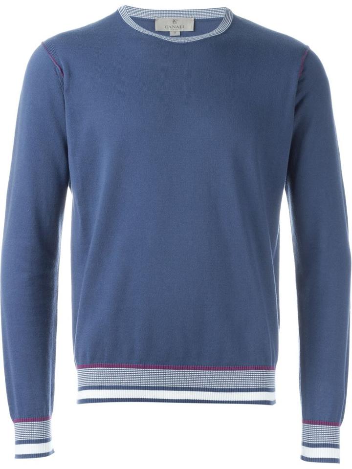 Canali Striped Trim Jumper