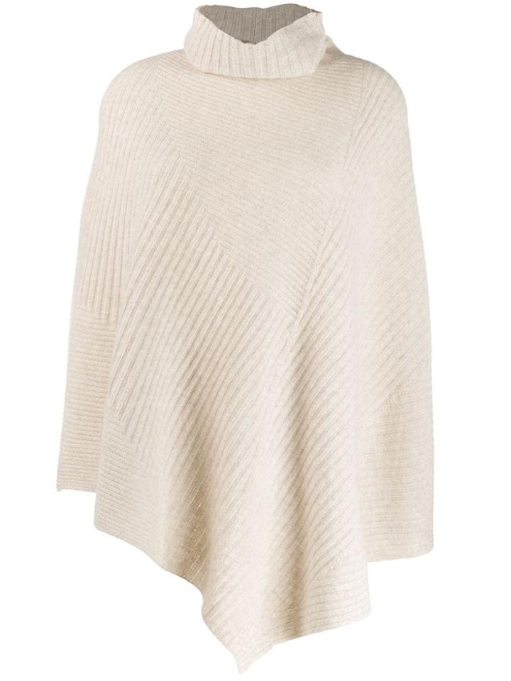 Pringle Of Scotland Short-length Ribbed Poncho - Neutrals