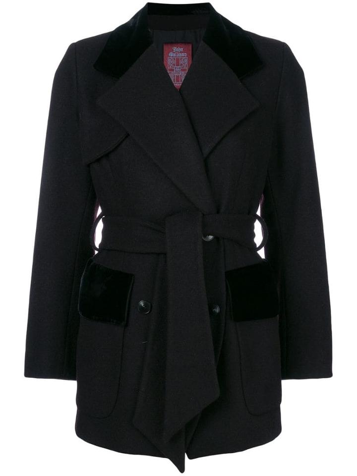 John Galliano Pre-owned Belted Double-breasted Coat - Black