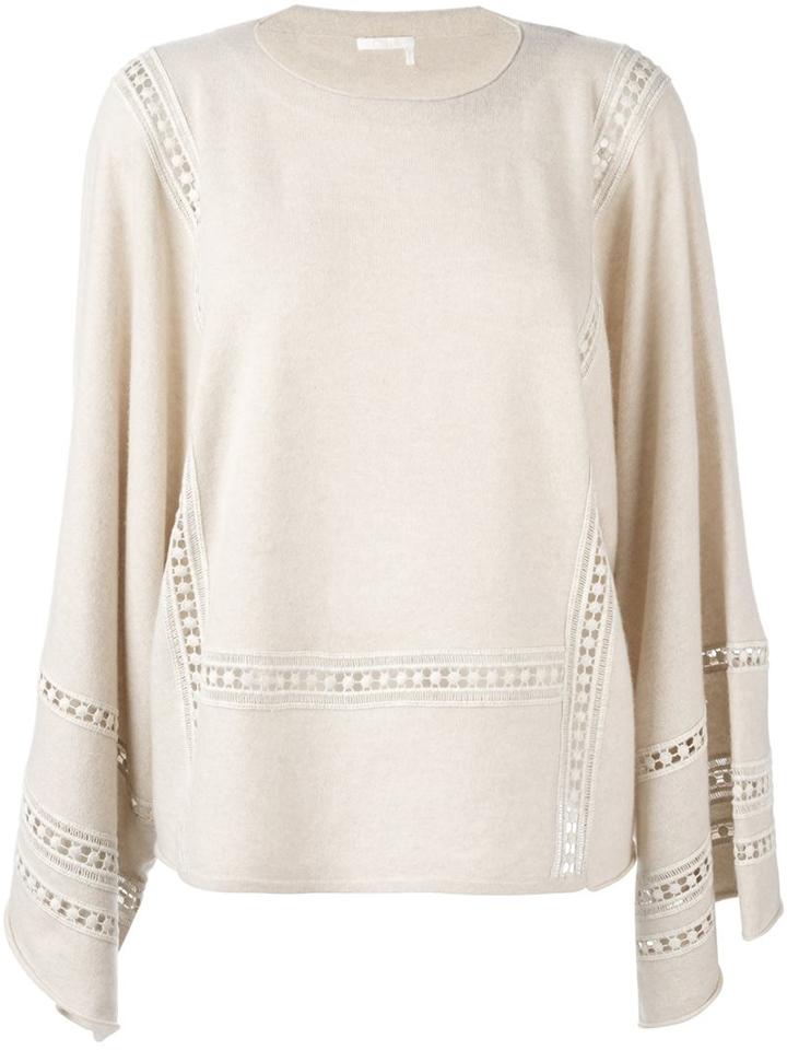 Chloé Guipure Detail Jumper, Women's, Size: Xs, Nude/neutrals, Cotton/polyester/cashmere/merino