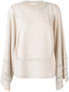 Chloé Guipure Detail Jumper, Women's, Size: Xs, Nude/neutrals, Cotton/polyester/cashmere/merino