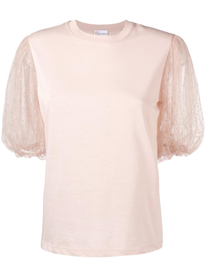 Red Valentino Point D'esprit Puff Sleeve T-shirt - Nude & Neutrals