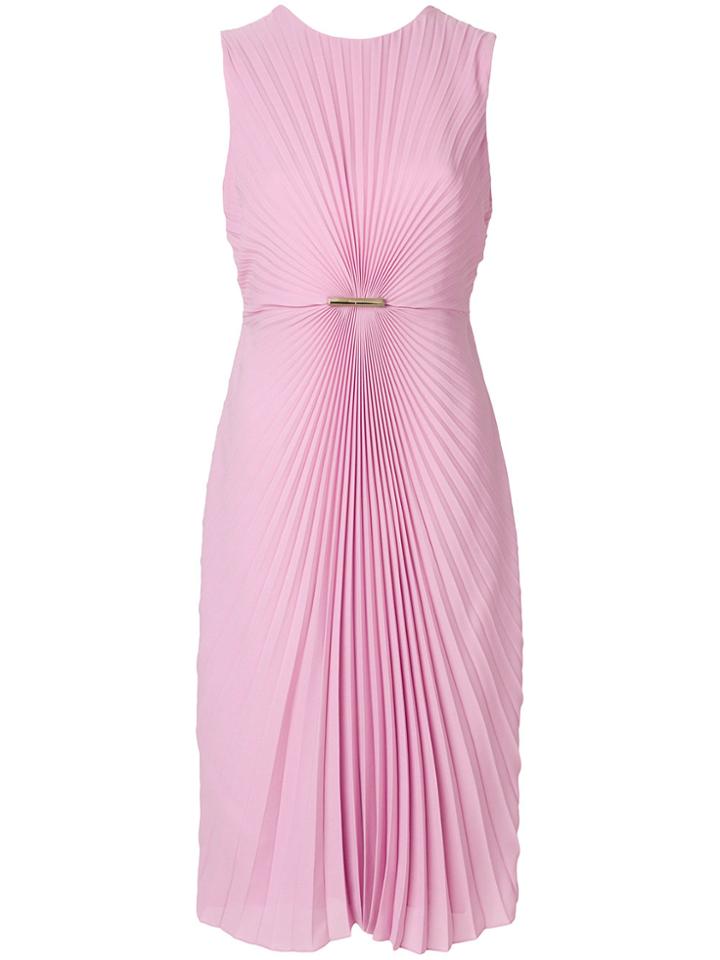 Salvatore Ferragamo Pleated Plaque Dress - Pink & Purple