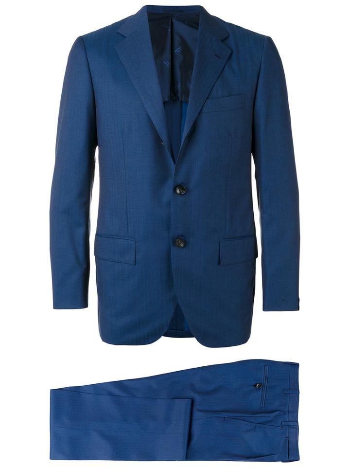 Kiton Formal Suit, Men's, Size: 50, Blue, Cupro/virgin Wool