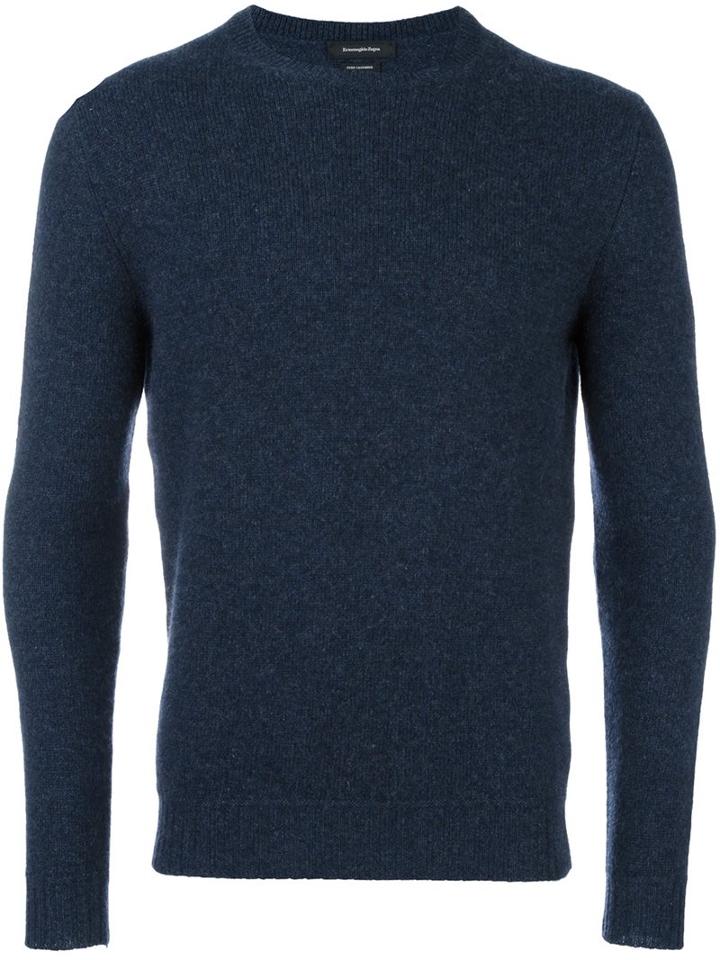 Ermenegildo Zegna Crew Neck Jumper, Men's, Size: 48, Blue, Cashmere