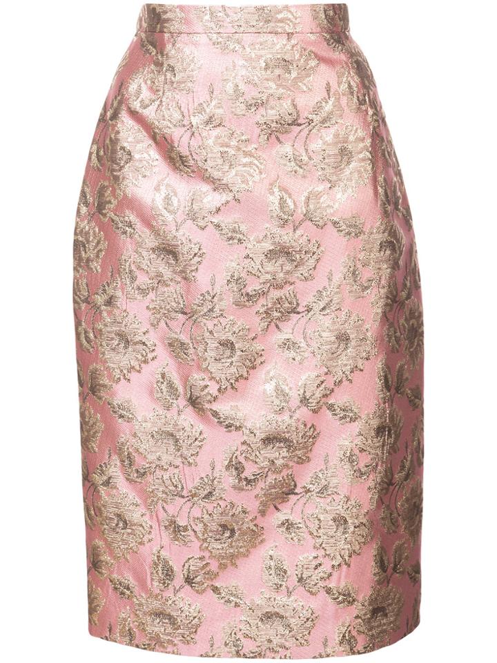 Prada Lamé Pencil Skirt - Pink & Purple