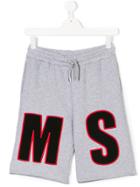 Msgm Kids Teen Logo Shorts - Grey