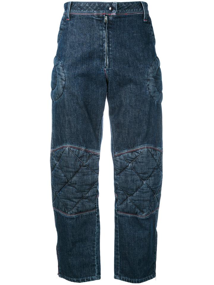 J.w.anderson - Padded Knee Denim Trousers - Women - Cotton - 10, Blue, Cotton