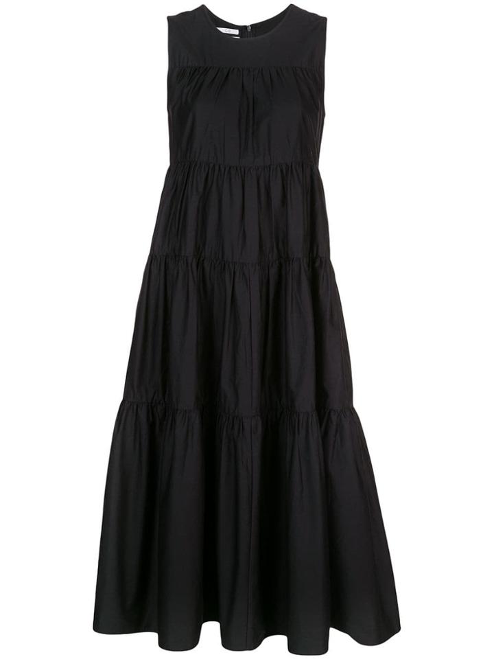 Co Gathered Flared Dress - Black