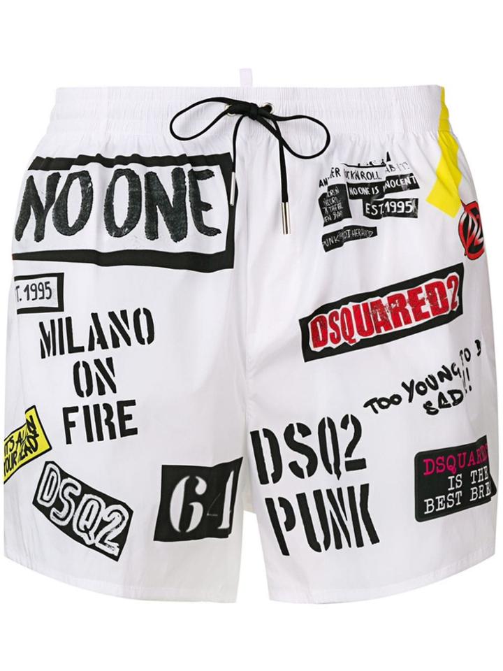 Dsquared2 Multi Print Swim Shorts - White