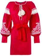 Embroidered Shirt Dress - Women - Cotton - 42, Red, Cotton, Wandering
