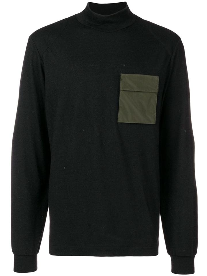 Oamc Contrast-patch Turtle Neck Sweater - Black