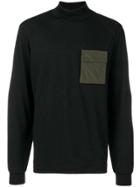 Oamc Contrast-patch Turtle Neck Sweater - Black