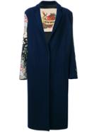 History Repeats Floral Jacquard Sleeves Coat - Blue