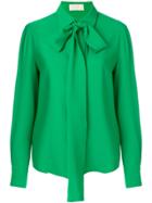 Sara Battaglia Pussy Bow Blouse - Green