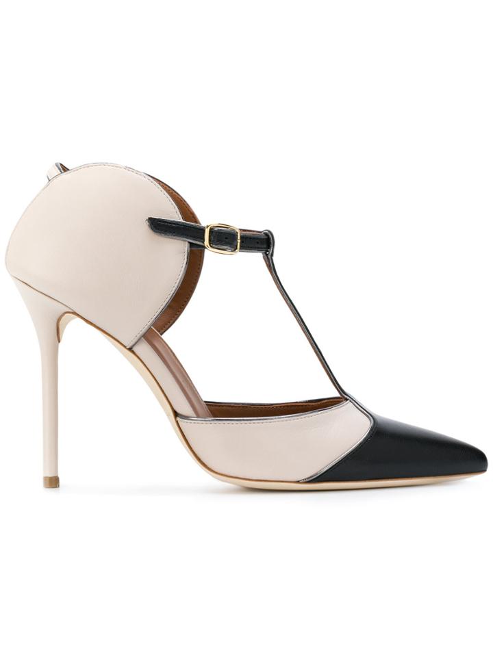 Malone Souliers Pointed T-bar Pumps - Nude & Neutrals