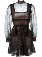 Alexander Mcqueen Patchwork Sheer Lace Mini Dress, Women's, Size: Small, Black, Silk/viscose/wool/metallic Fibre
