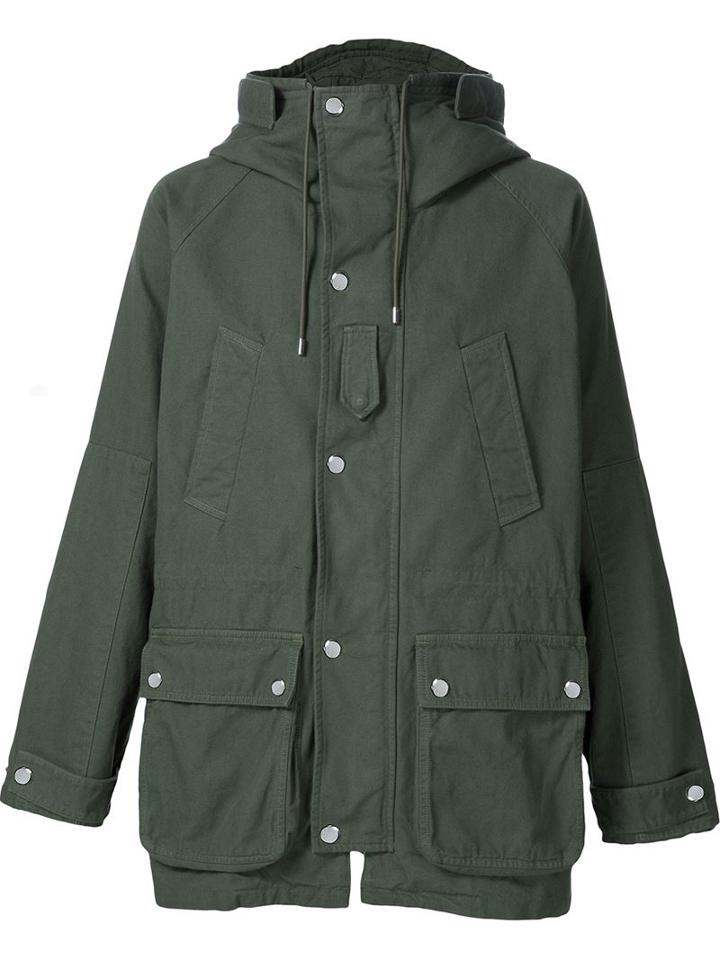 Givenchy Classic Hooded Parka, Men's, Size: 50, Green, Cupro/cotton