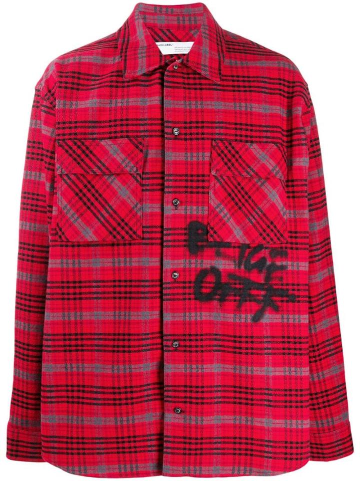 Off-white Checked Graffiti Shirt - Red