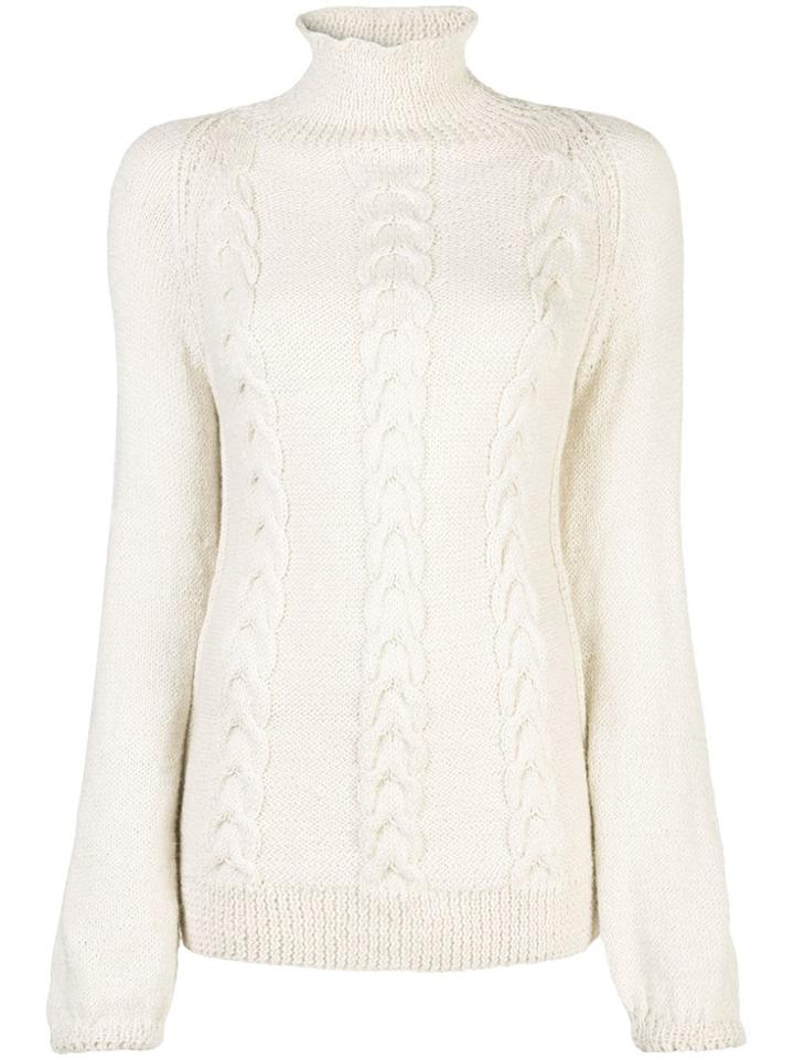 Voz Cable Turtleneck Jumper - White