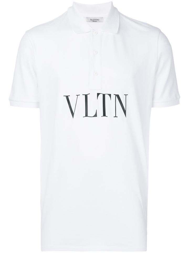Valentino Vltn Print Polo Shirt - White
