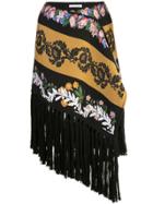 Oscar De La Renta Fringed Asymmetric Skirt - Black
