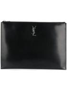 Saint Laurent Top Zip Logo Clutch - Black