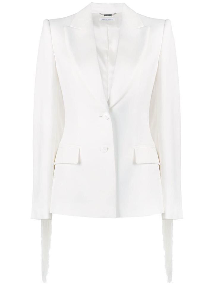 Alberta Ferretti Fringed Single-breasted Blazer - White