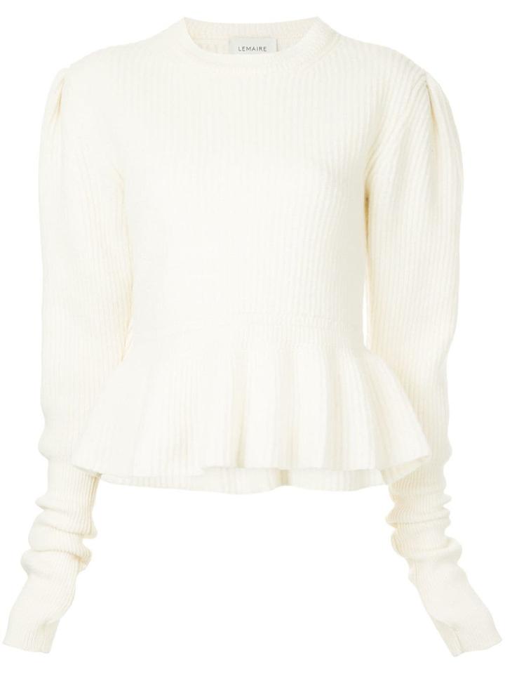 Lemaire Peplum Hem Ribbed Sweater - White