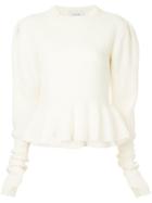 Lemaire Peplum Hem Ribbed Sweater - White