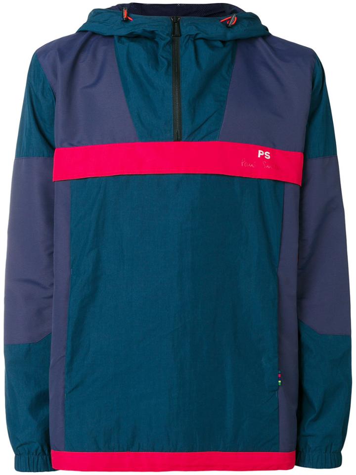 Ps By Paul Smith Half-zip Windbreaker - Blue