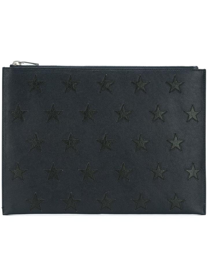 Saint Laurent 'rider California' Zipped Pouch, Men's, Blue, Leather/calf Leather