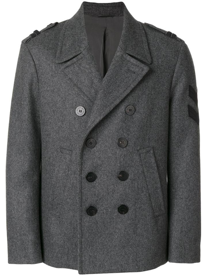 Neil Barrett Chevron Patch Peacoat - Grey