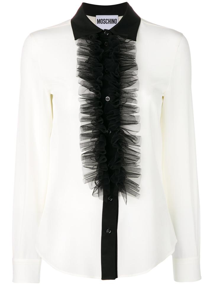 Moschino Ruffled Silk Blouse - White