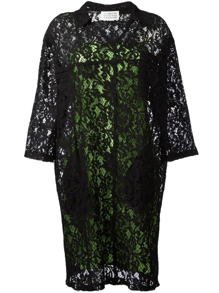 Maison Margiela Floral Lace Shift Dress - Black