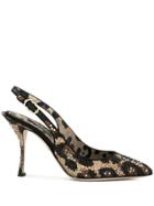 Dolce & Gabbana Leopard Print Sling-back Pumps - Black