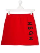 Msgm Kids Teen Logo Mini Skirt - Red