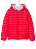 Save The Duck Kids Teen Hooded Padded Jacket - Red