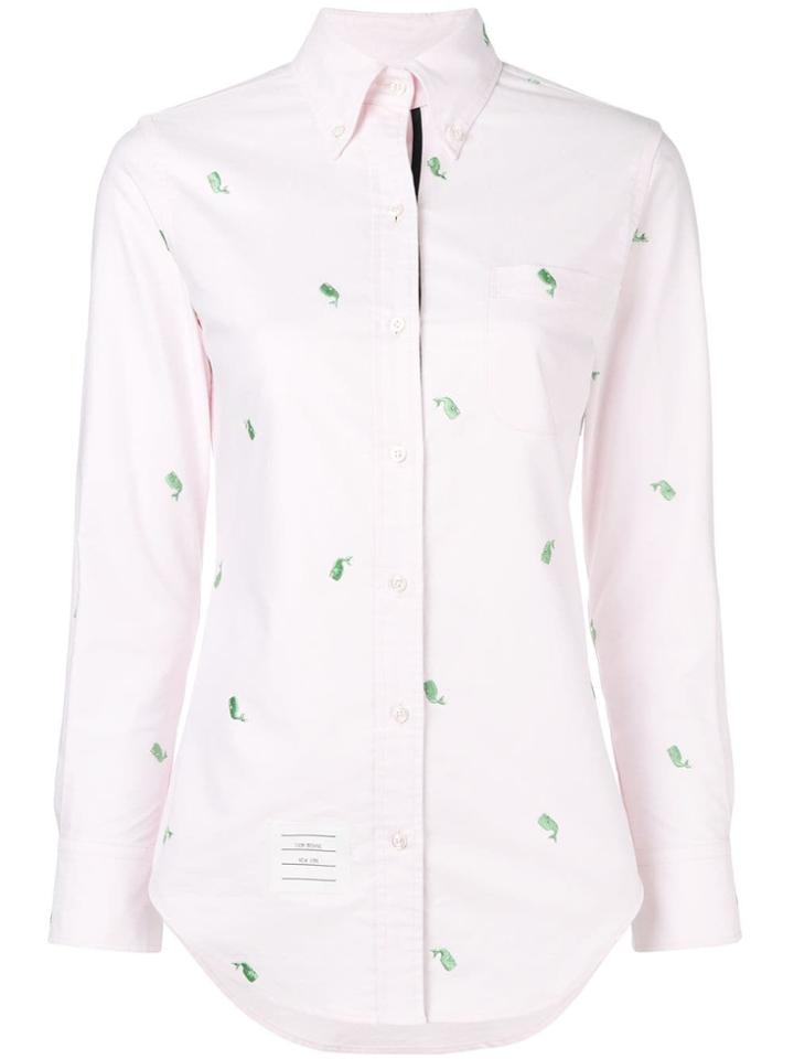 Thom Browne Whale Embroidery Oxford Shirt - Pink