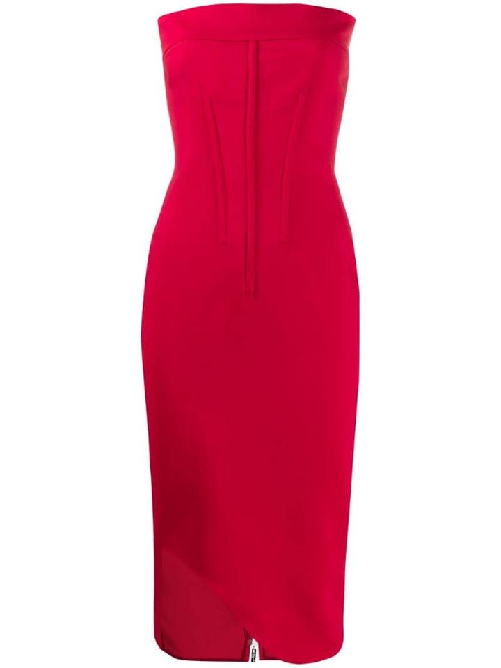Genny Strapless Midi Dress - Red
