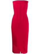 Genny Strapless Midi Dress - Red