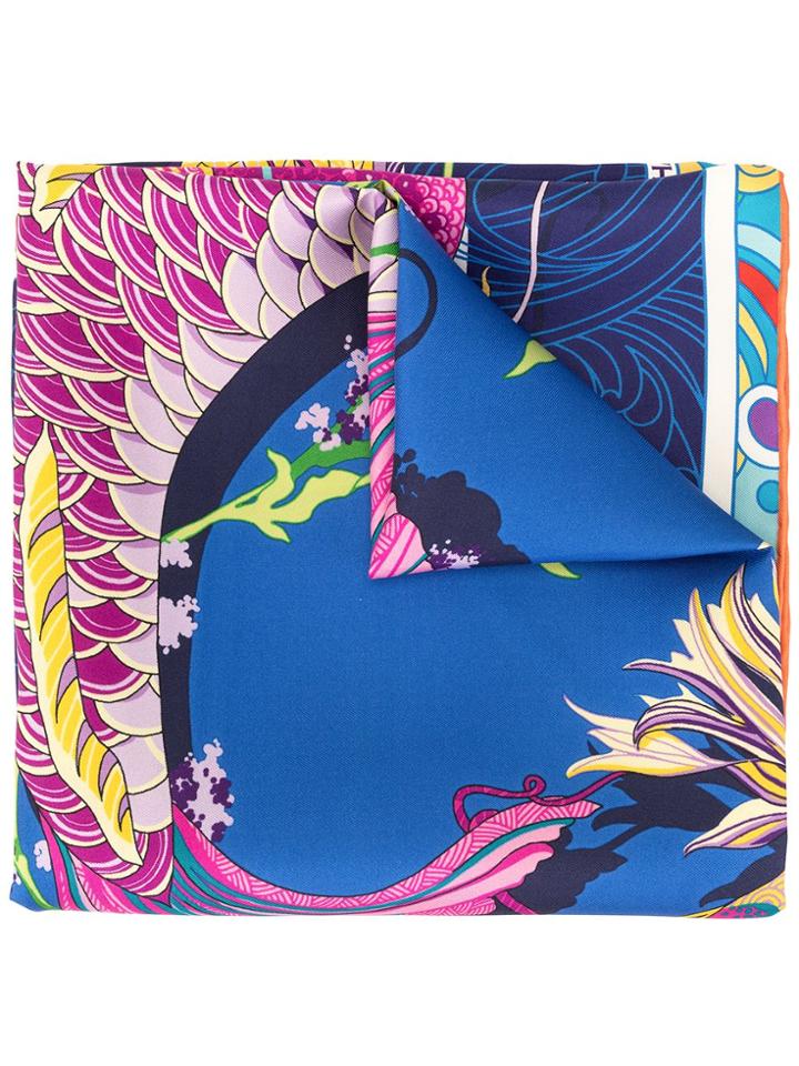 Shanghai Tang Pacific Print Foulard - Blue