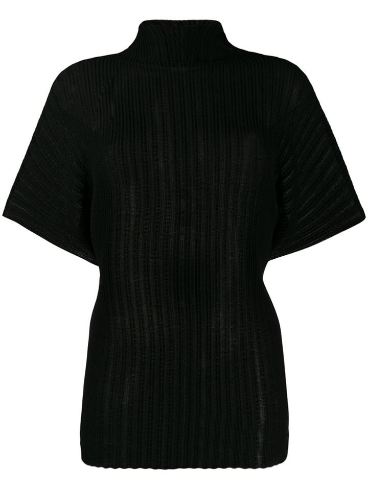 The Row Plissé Ribbed T-shirt - Black