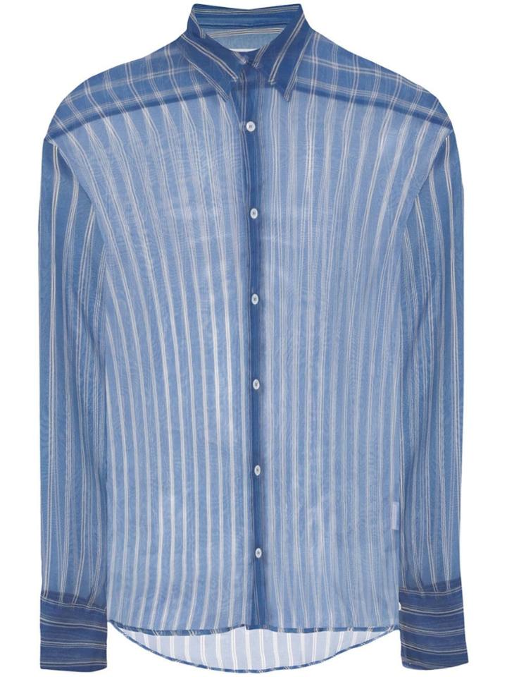 Cmmn Swdn Cecil Stripe Silk Sheet Shirt - Blue