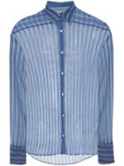Cmmn Swdn Cecil Stripe Silk Sheet Shirt - Blue