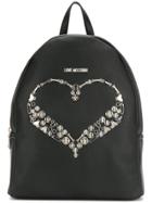 Love Moschino Heart Plaque Backpack - Black