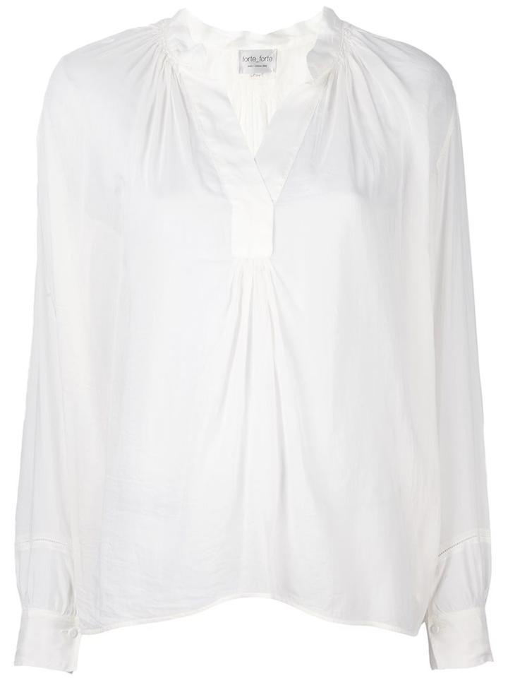 Forte Forte V-neck Blouse, Women's, Size: 0, White, Silk/cotton