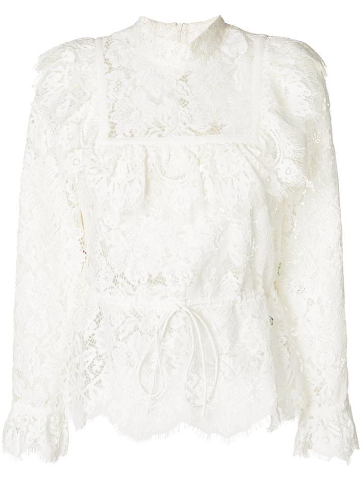 Ganni Jerome Lace Frill Blouse - White